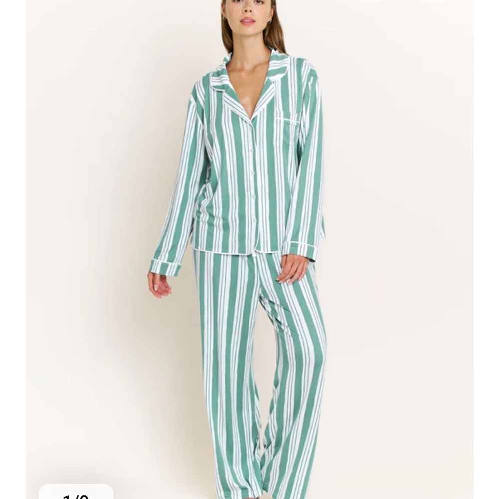 Honeydew Green Striped Pajama Set